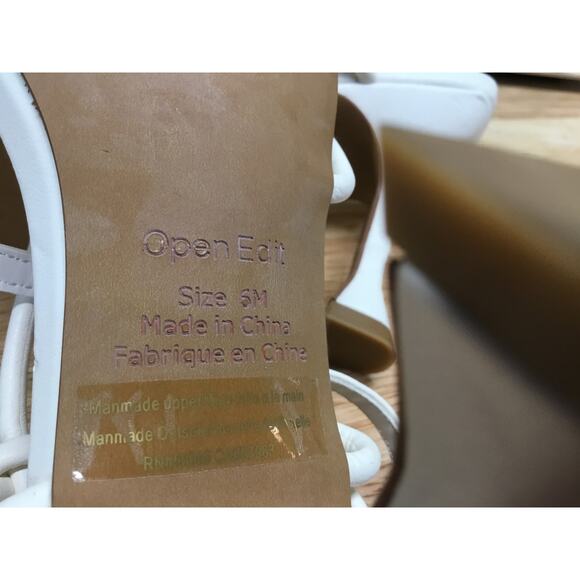 Open Edit Strappy Sandals Women's 6 White Leather Slip-On Kitten Heel Comfort - Picture 6 of 6